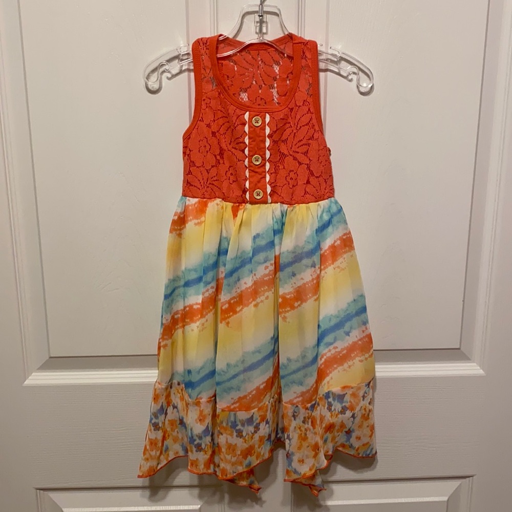 4T coral and lace dress